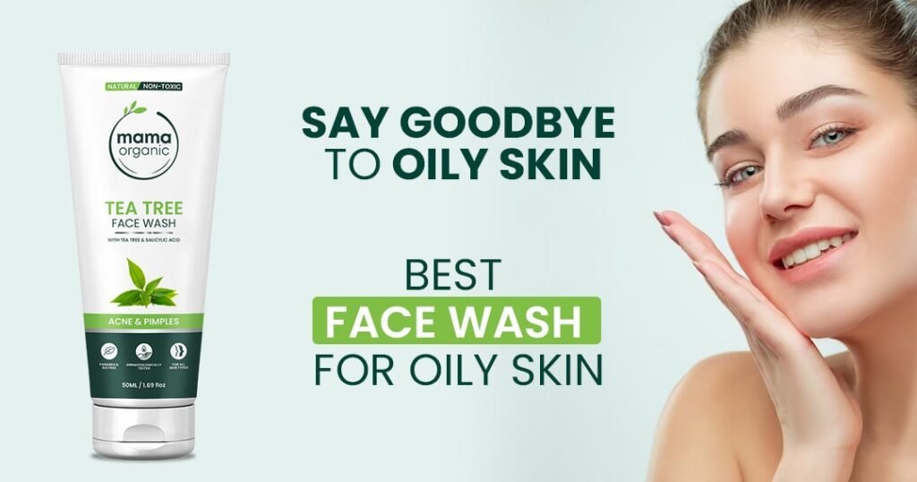 A bottle of face wash designed for oily skin, featuring a sleek design and clear labeling for effective cleansing.
